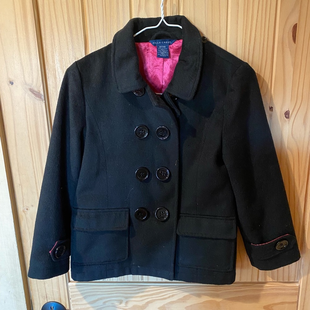 Falls Creek Black Peacoat with Pink Lining
